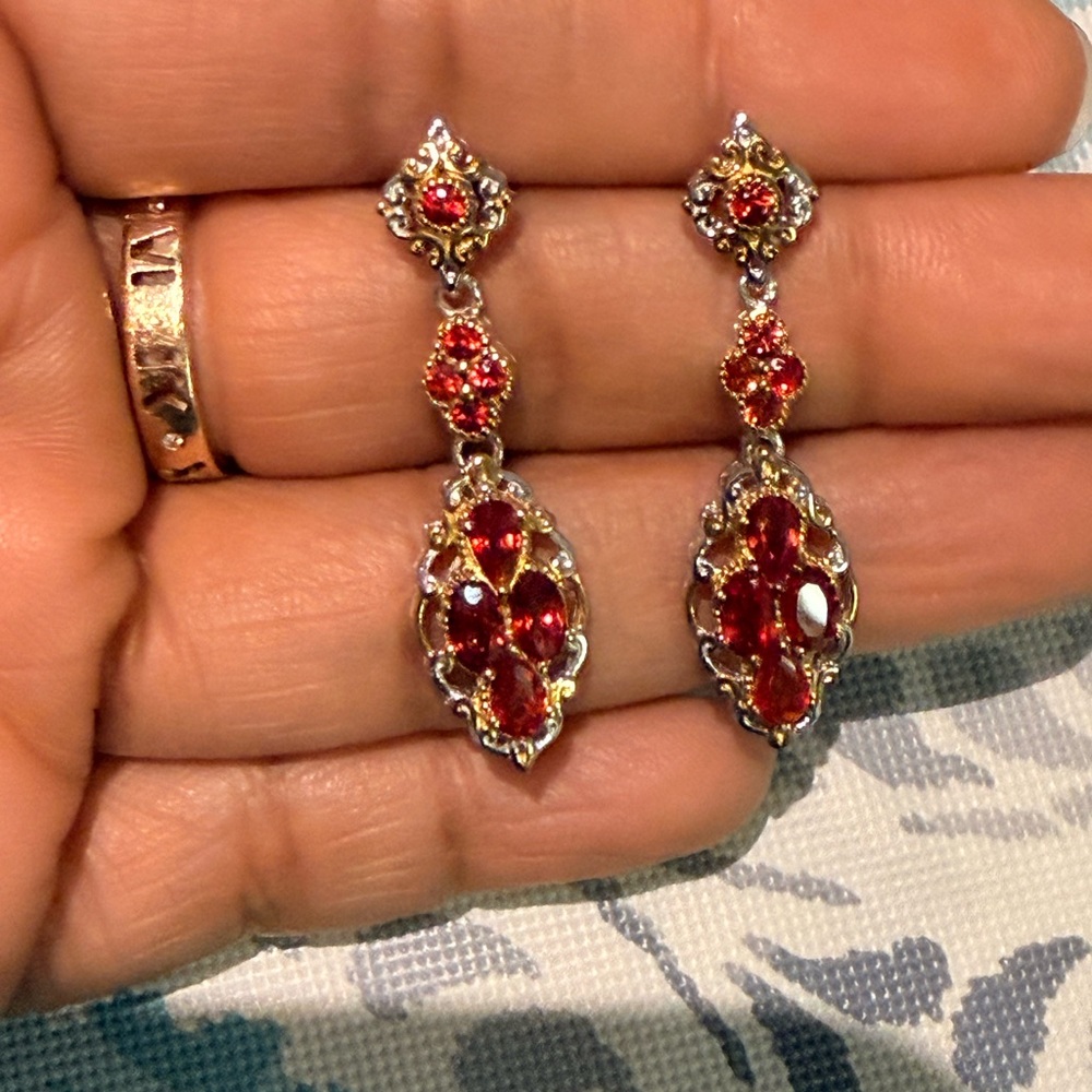 Genuine Rubellite Sterling Silver 925 Earrings - Picture 1 of 8